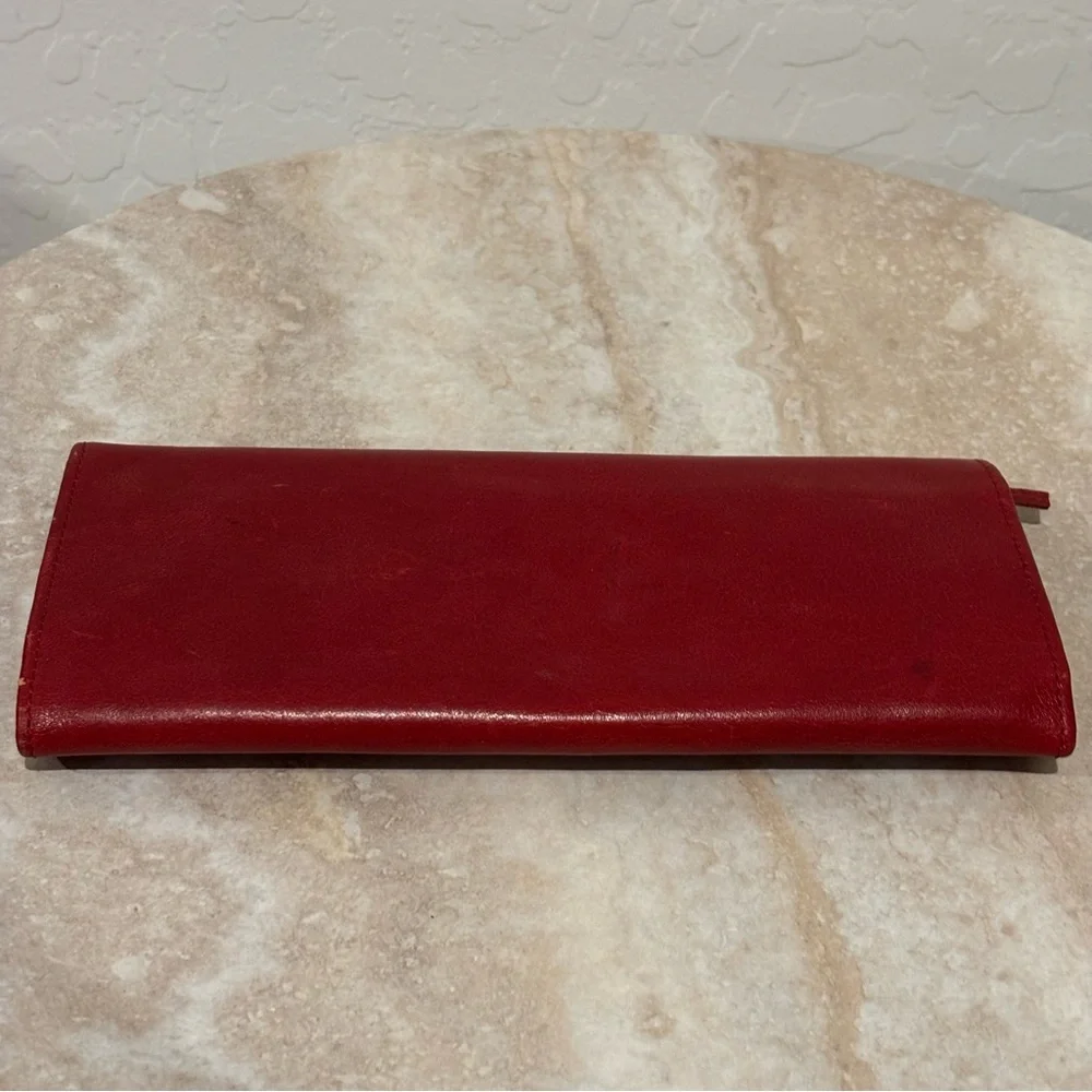 Red Envelope fold over snap travel jewelry wallet